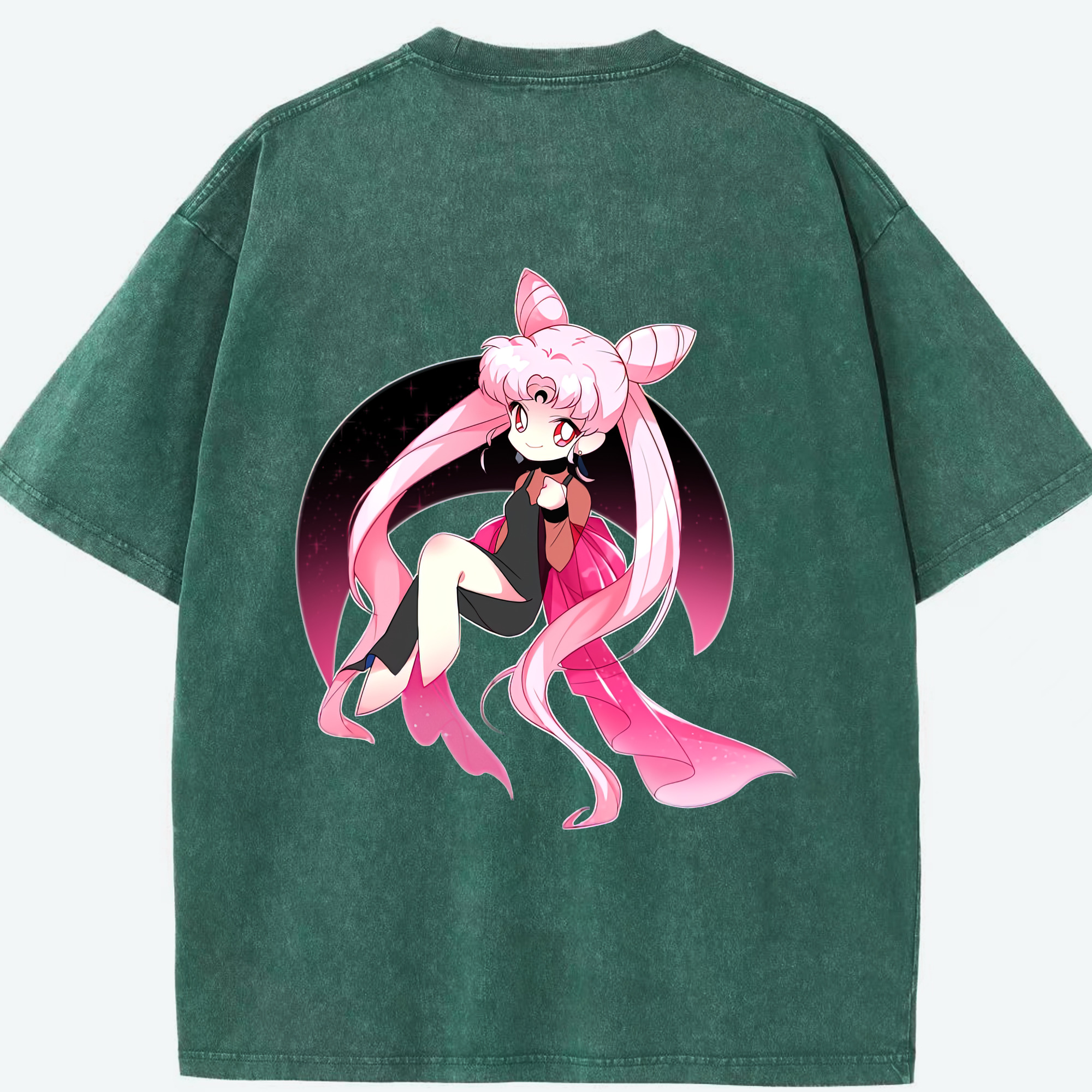 （画像用） 美少女戦士セーラームーン ちびうさ Sailor Moon Chibiusa Tsukino Usagi Small Lady Serenity 綿100% ヴィンテージ風 半袖Tシャツ（背面プリント）